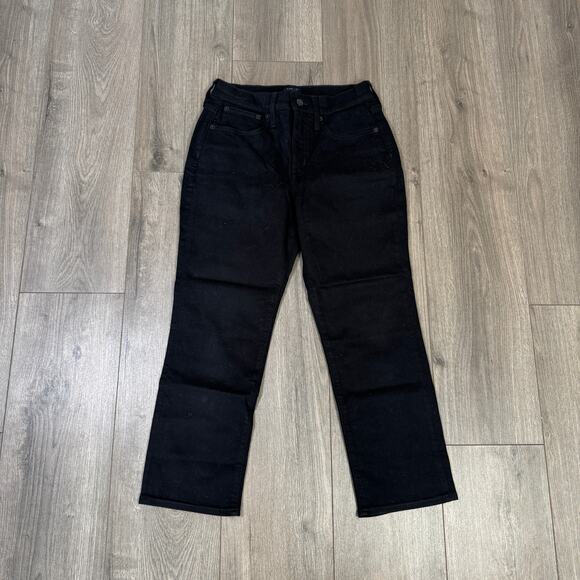 J.Crew Petite Essential Straight All Day Stretch Jeans Womens 26P Black Mid-Rise - Picture 3 of 7